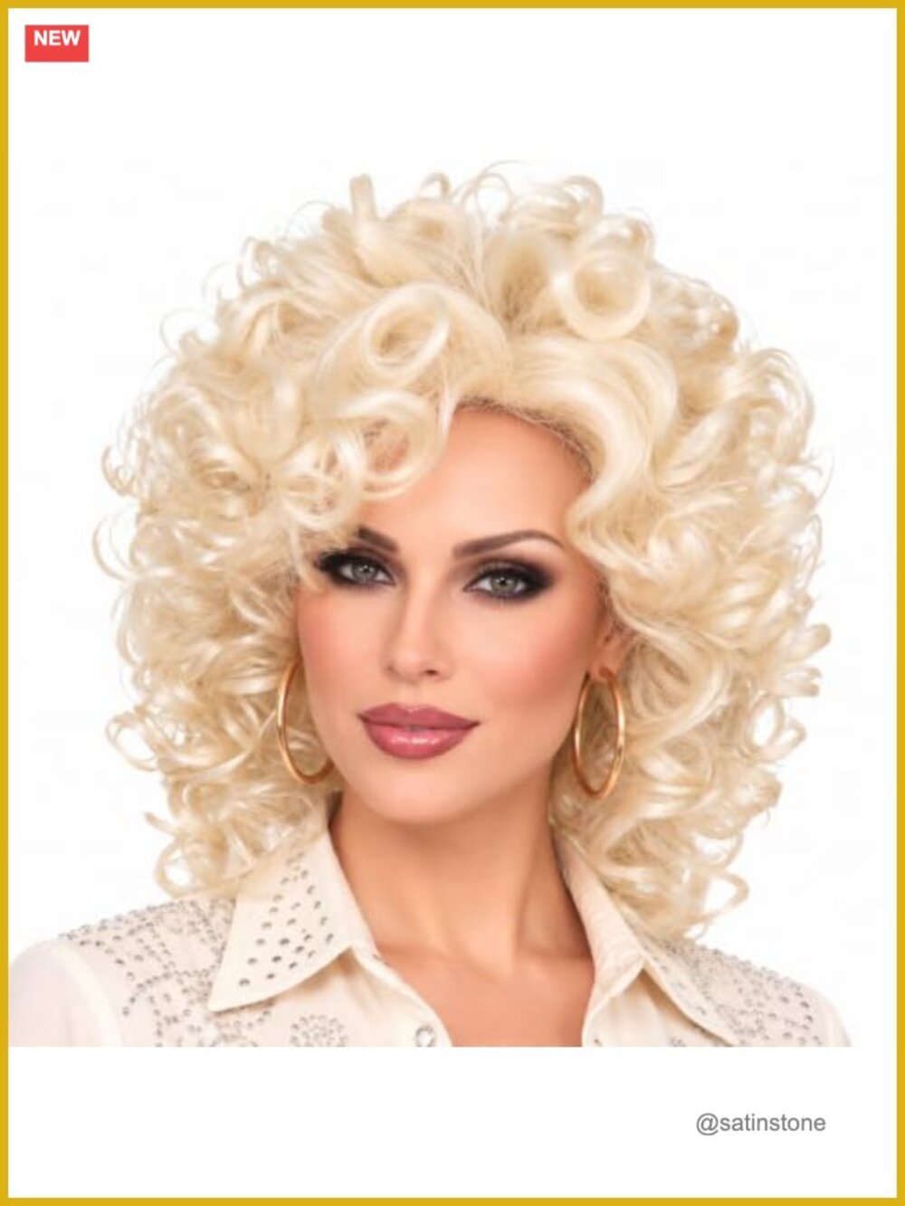 60s 70s Rocker Inspired Blonde Synthetic Wig with Signature Curls